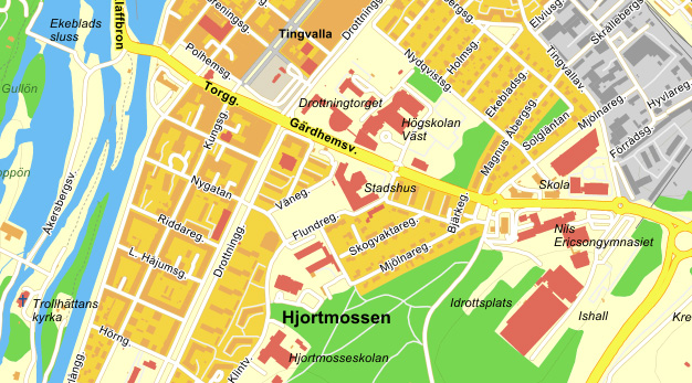 Karta från Eniro som visar Stadshusets placering