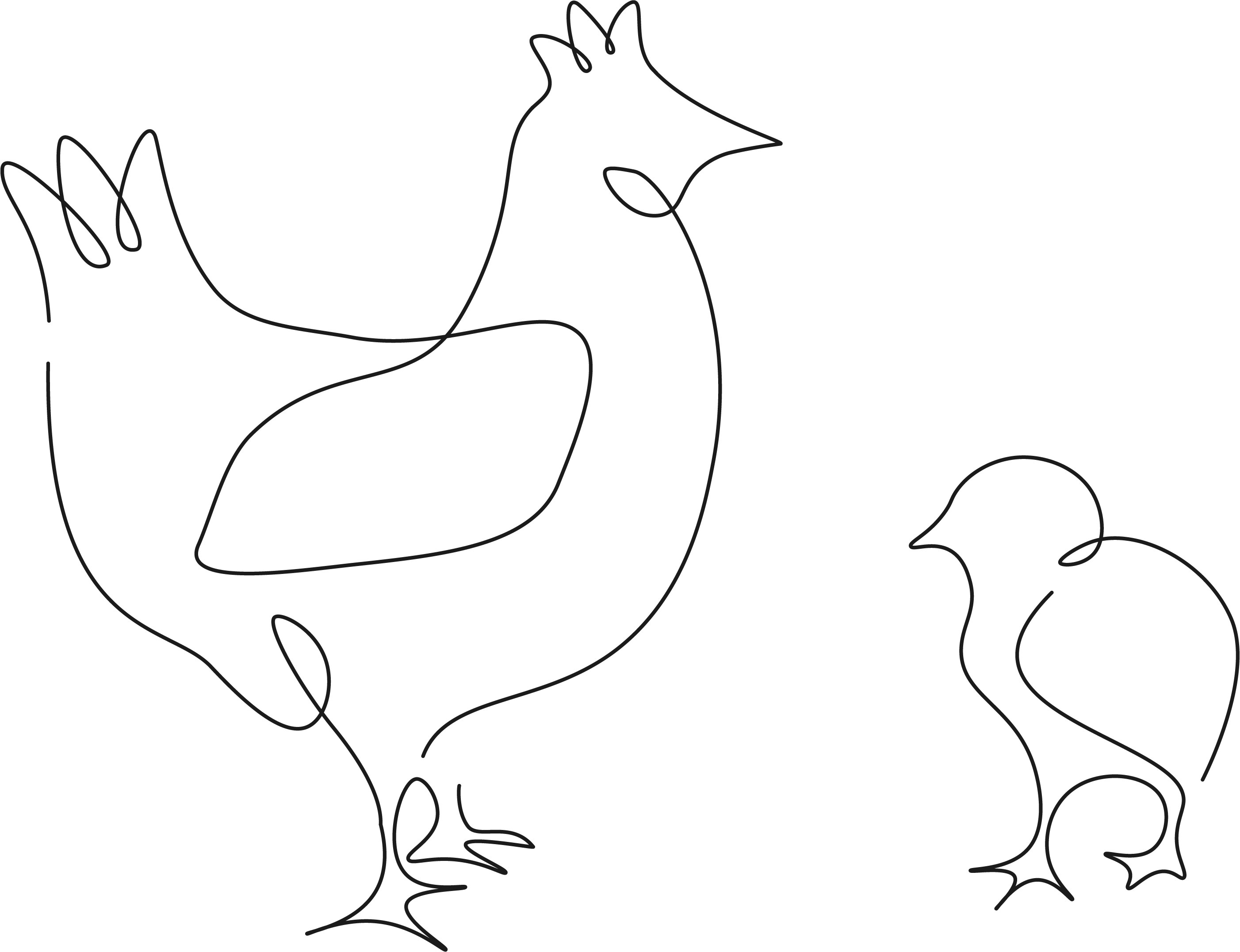 Illustration över en höna och kyckling