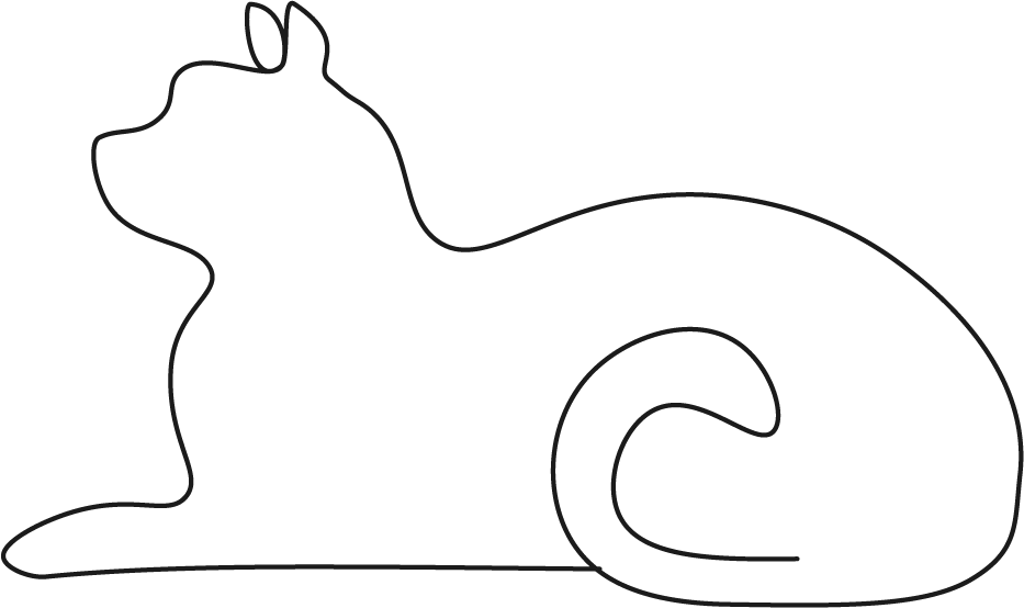 Skissad illustration på en katt