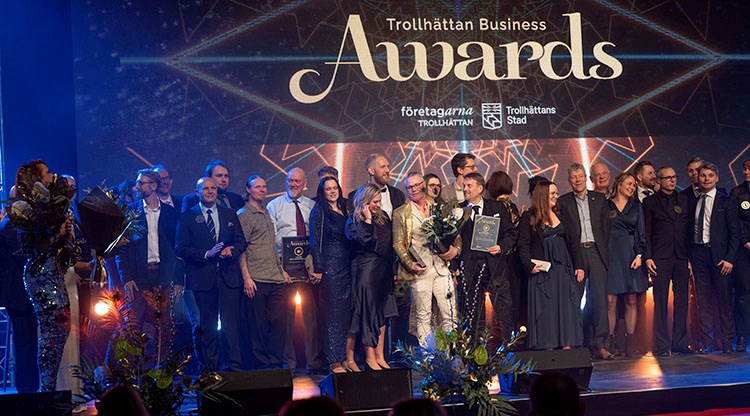 Vinnarna på scenen, Trollhättan Business Awards 2025. 