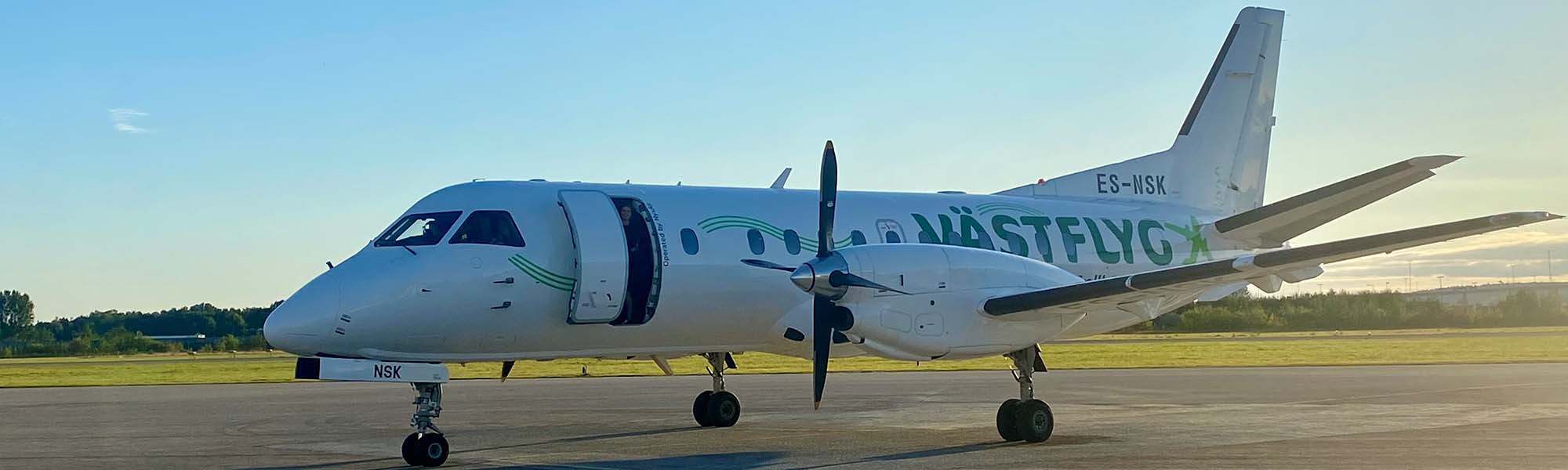 Vastflygs Saab 340 i solsken