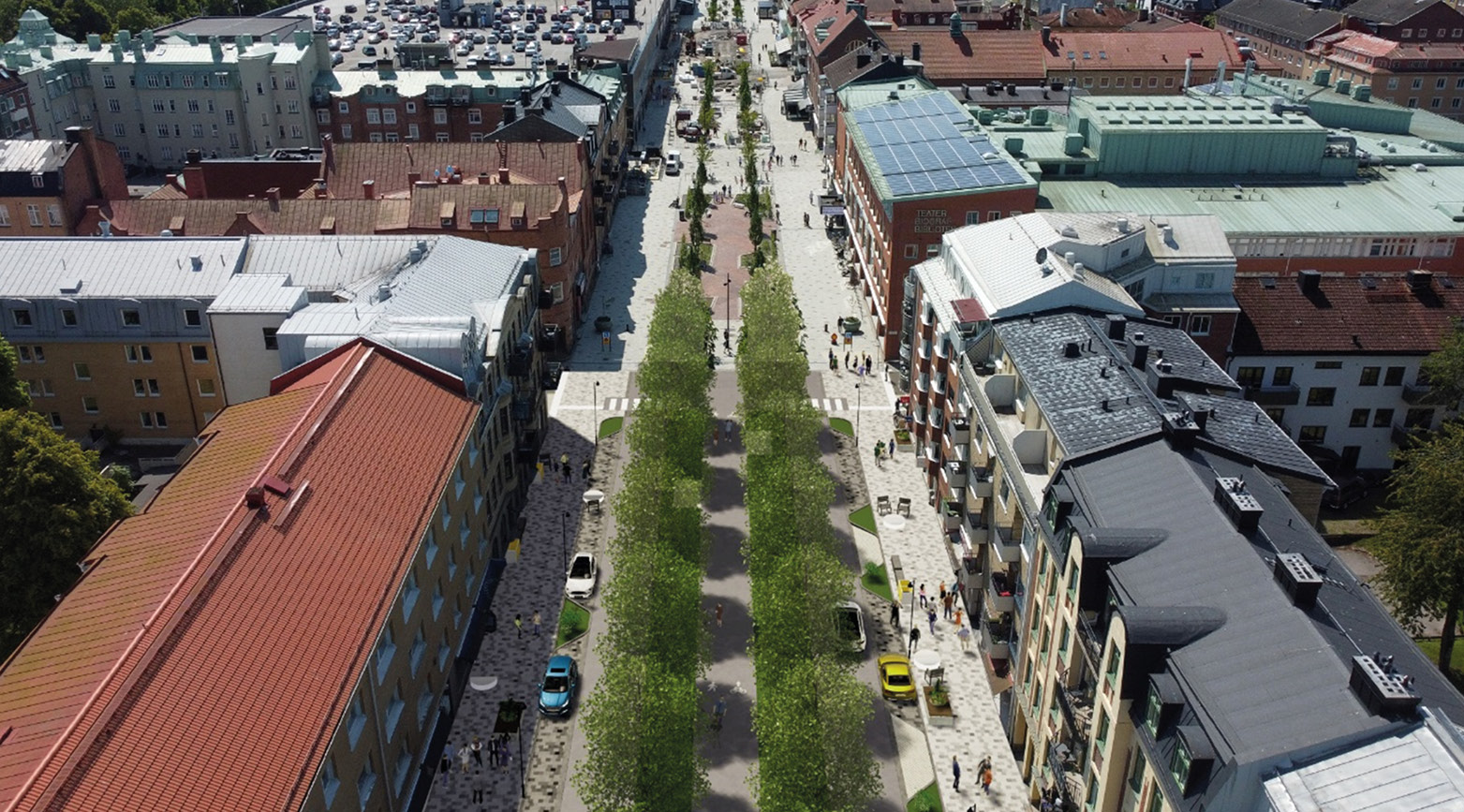 Visualisering över norra Kungsgatan efter ombyggnationen